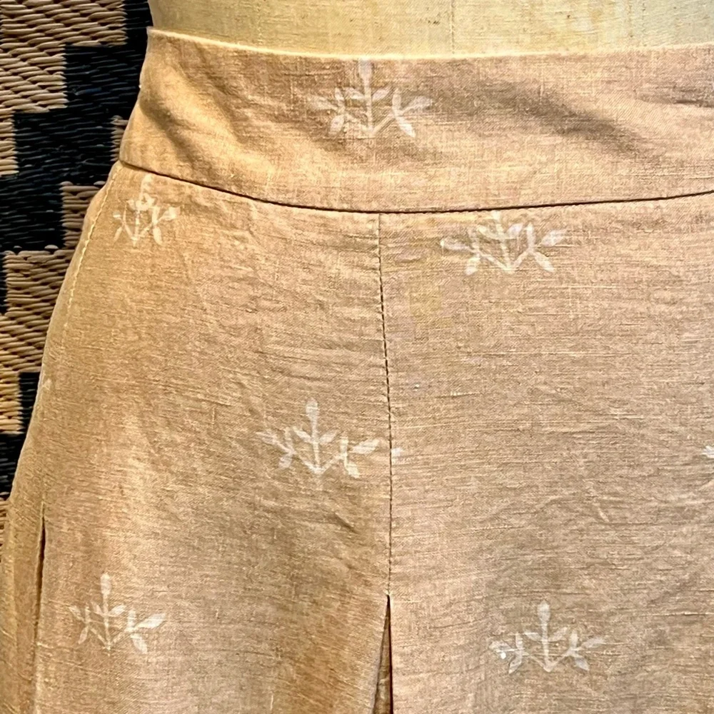 Earthy henna tattoo mandala tribal skirt 100% linen midi‎ mini pleated plus size - Picture 5 of 11